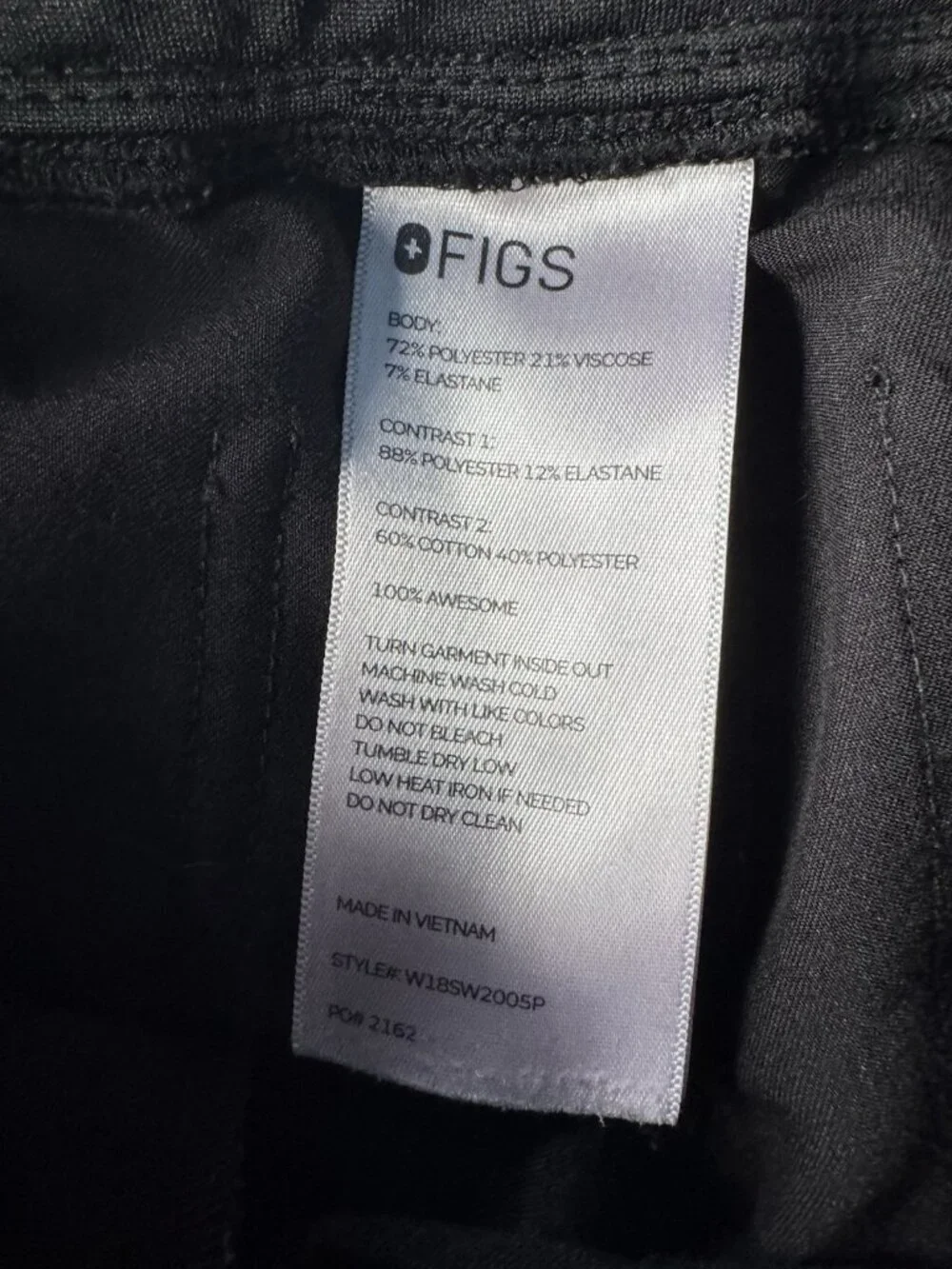 Figs Women's Sz XSP Zamora Black Tech Coll Scrub Pants Joggers Double Drawstring